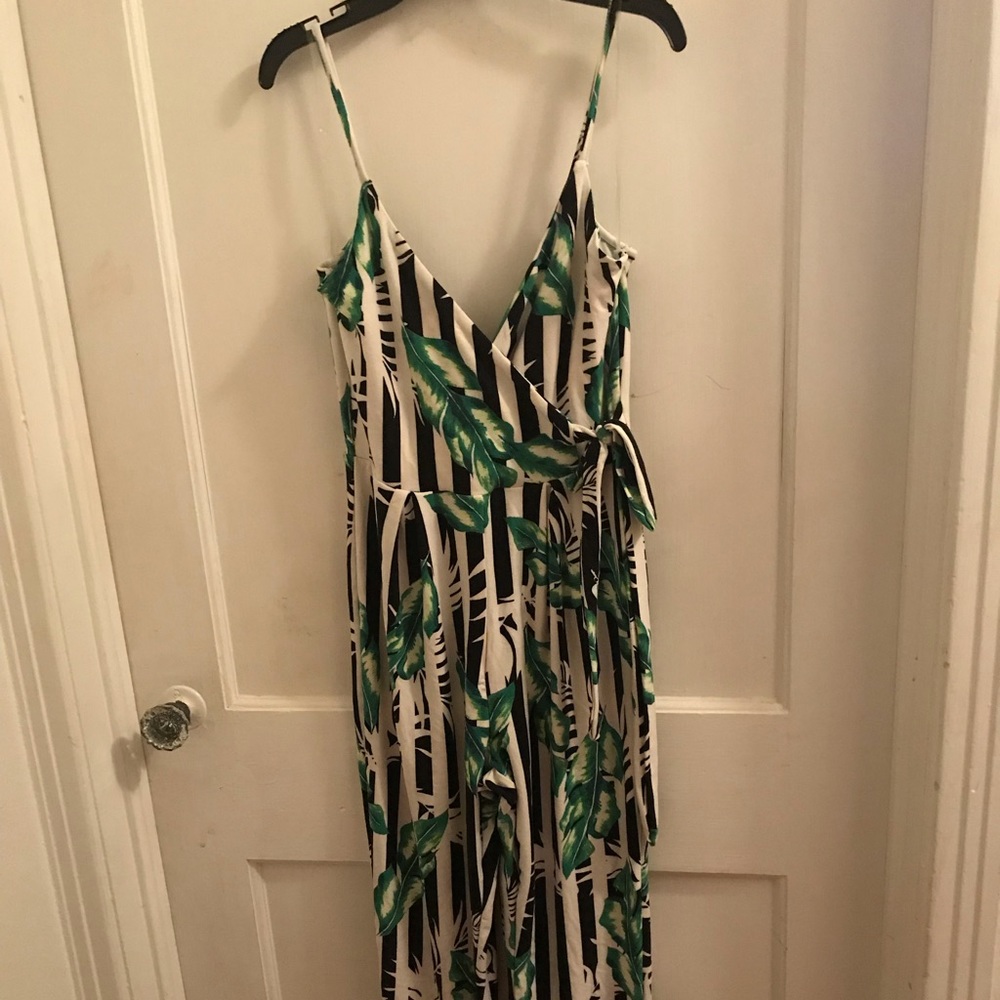 Green floral long jumpsuit $20, size small